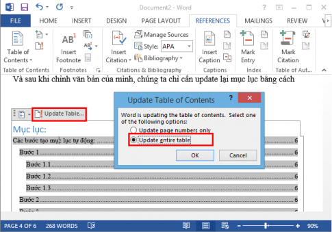 Cách tạo mục lục tự động trong Microsoft Word