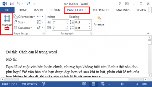 Standard alignment in Microsoft Word