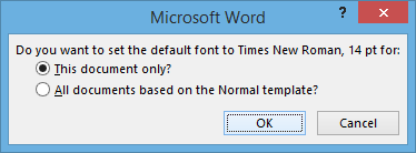 Instructions for setting the default font in Microsoft Word